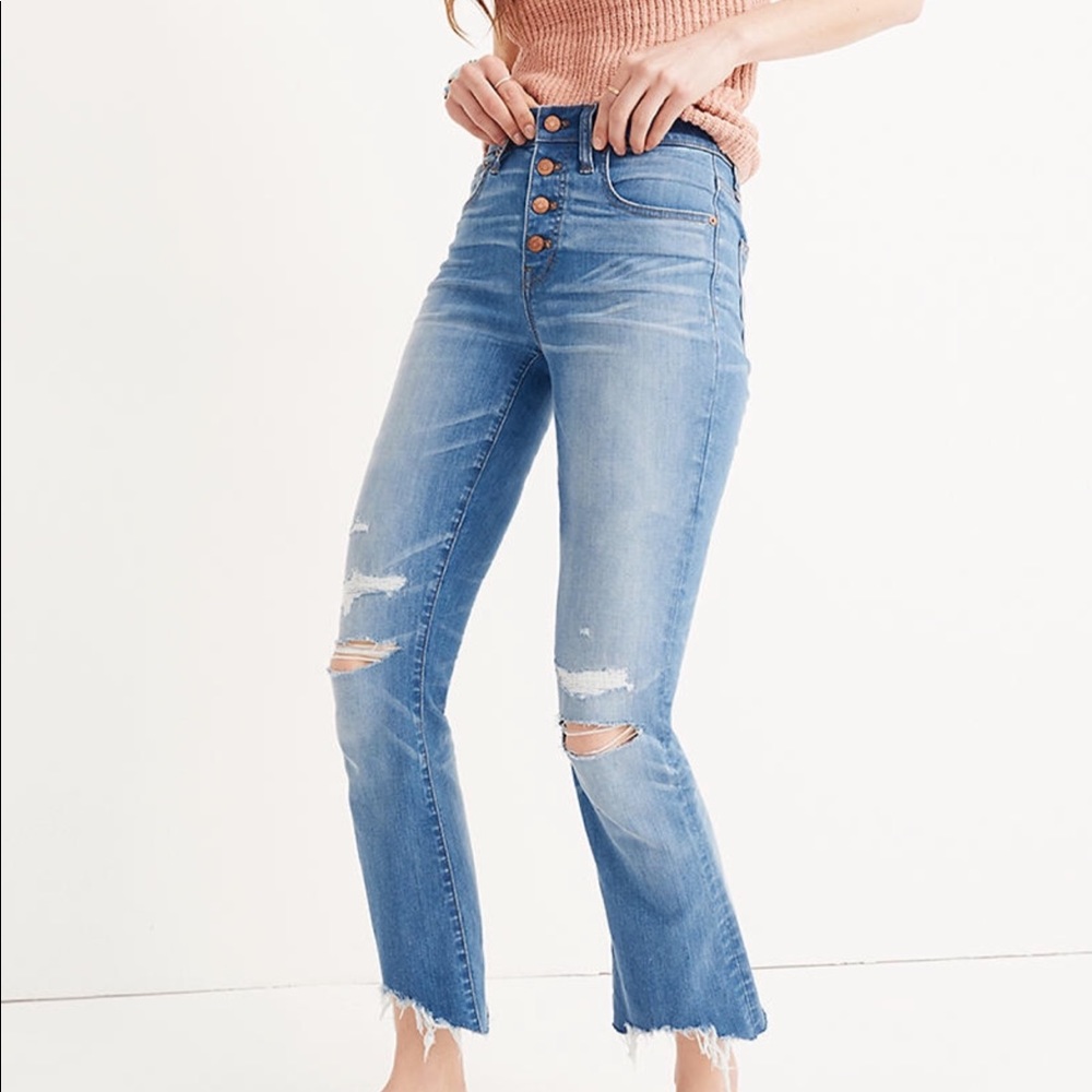 Madewell Button Fly Distressed Cali Demi Boot Jean